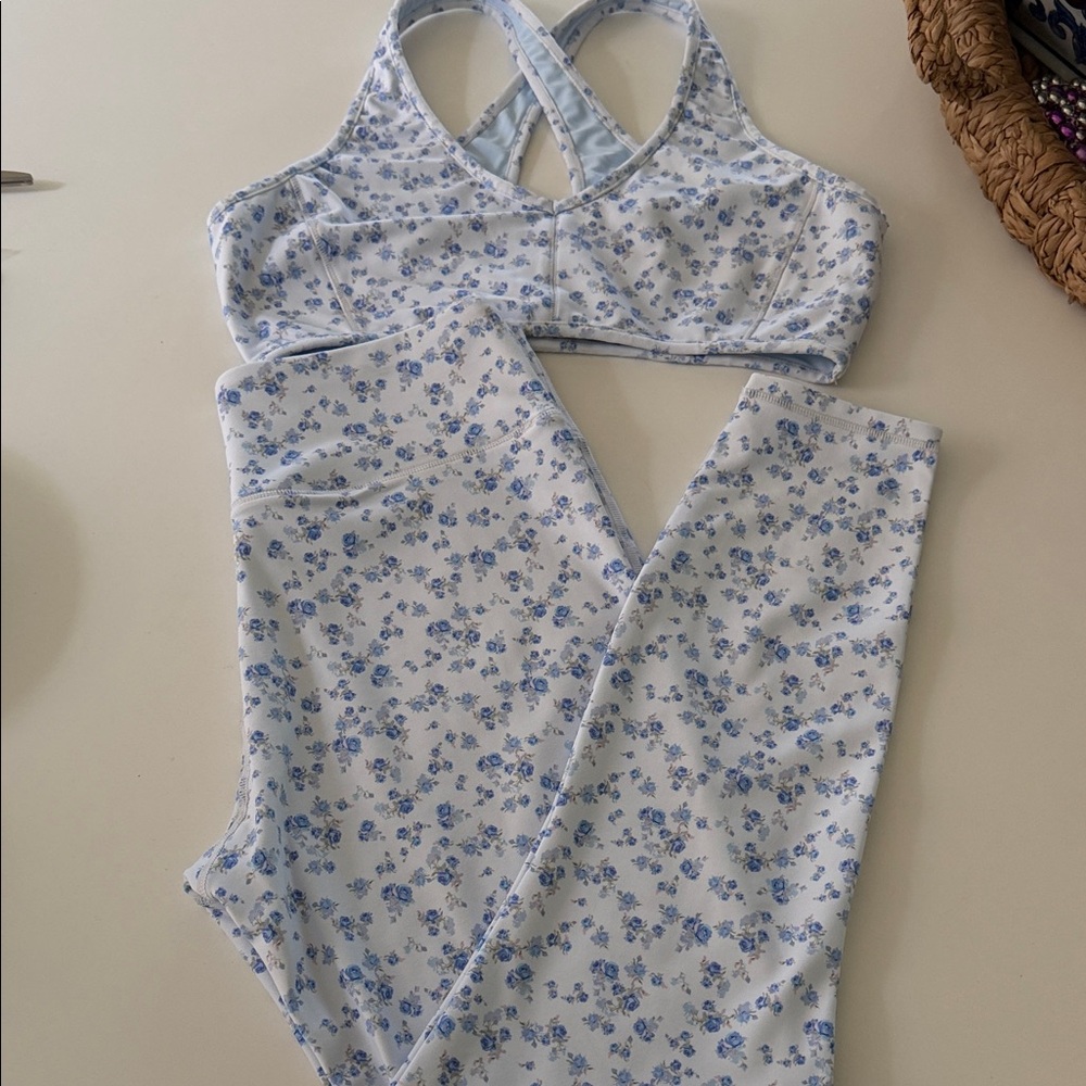 Love shack fancy Floral Blue Women's Workout Set L